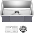 Standart PRO 28-Inch 16 Gauge Undermount Single Bowl Stainless Steel Kitchen Sink, KHU100-28