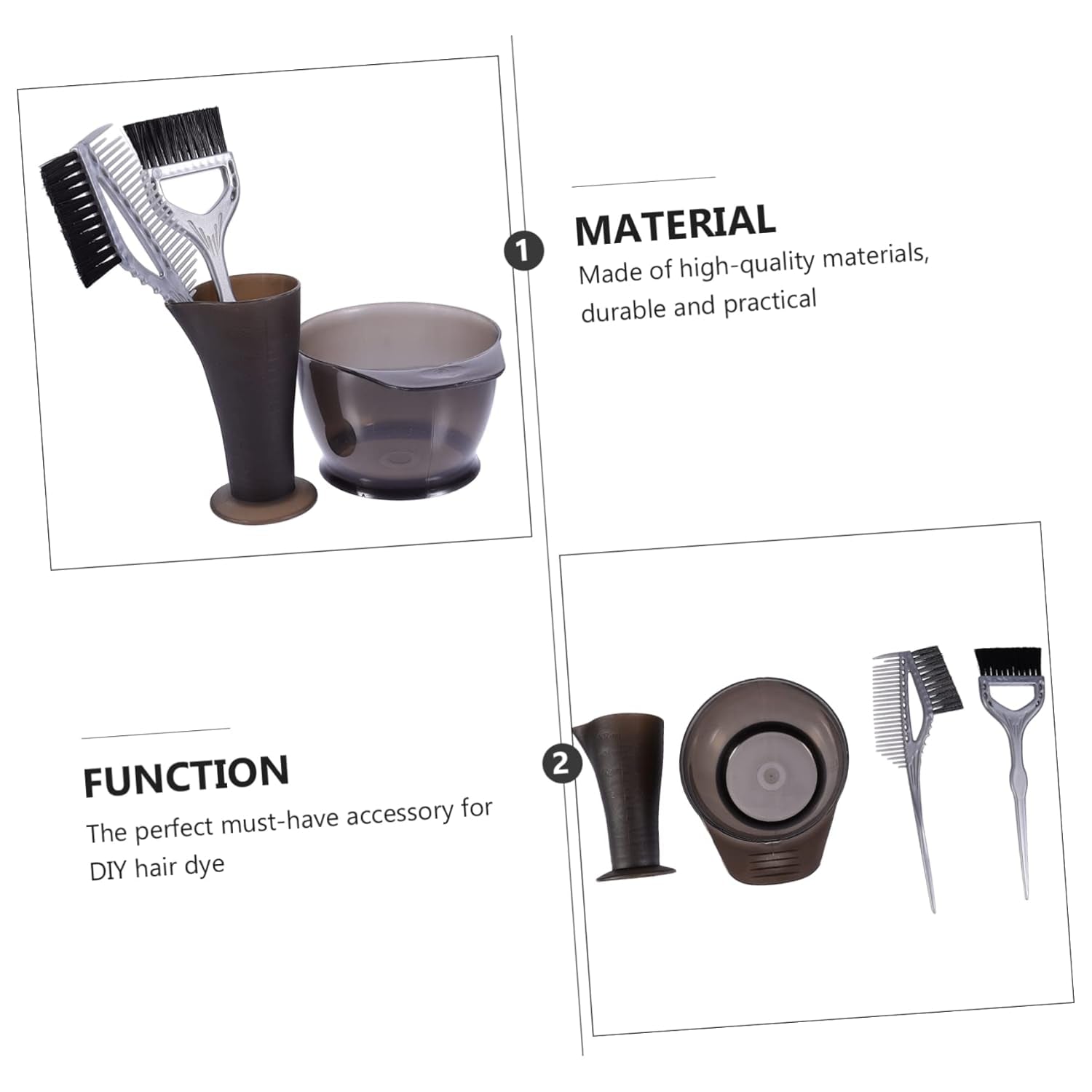 4Pcs Hair Dyeing Kit Lightweight Mixing Bowls Tint Brush and Measuring Cup for Salon and Home Use Essential Tools for Easy Hair Coloring and Projects