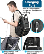 Teacher Backpack 17 Inch Laptop Bag for Women Fashion Backpack Purse, Work Backpack Tote Computer Bag with Charging Port,Travel Backpack, Grey&Pink