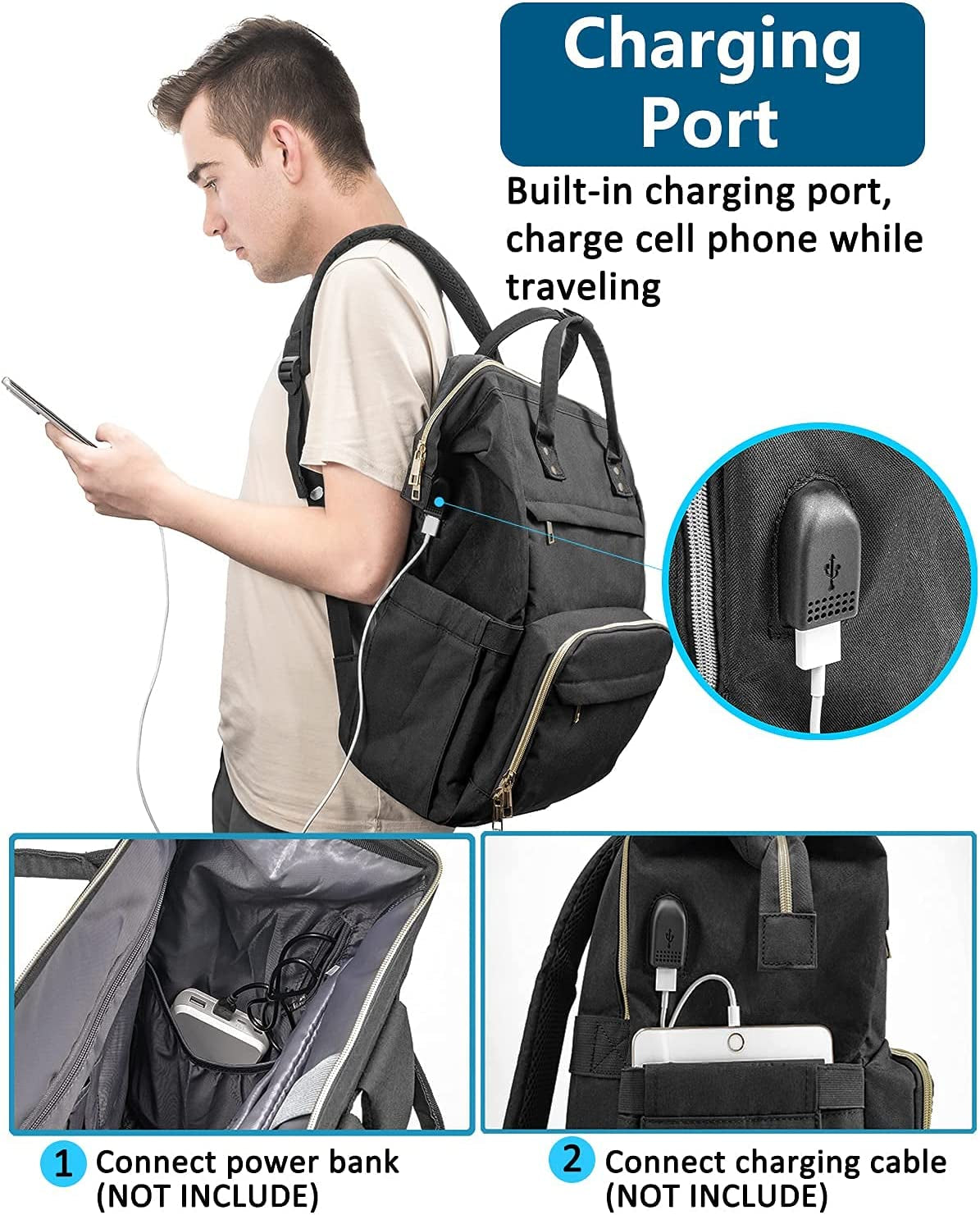 Teacher Backpack 17 Inch Laptop Bag for Women Fashion Backpack Purse, Work Backpack Tote Computer Bag with Charging Port,Travel Backpack, Grey&Pink