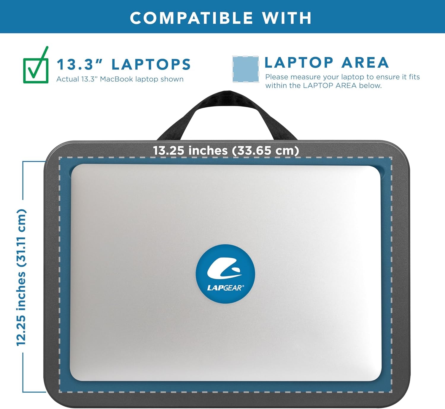 Compact Lap Desk - Fits up to 15 Inch Laptops - Charcoal - Style No. 43105