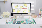Large Mouse Pad Long Desk Mat Keyboard Pad Desktop Accessories Home School College Decor Supplies Pretty Extended Mousepad Big Office Essentials Women Girls XL Plant Pink Green Cute Cactus
