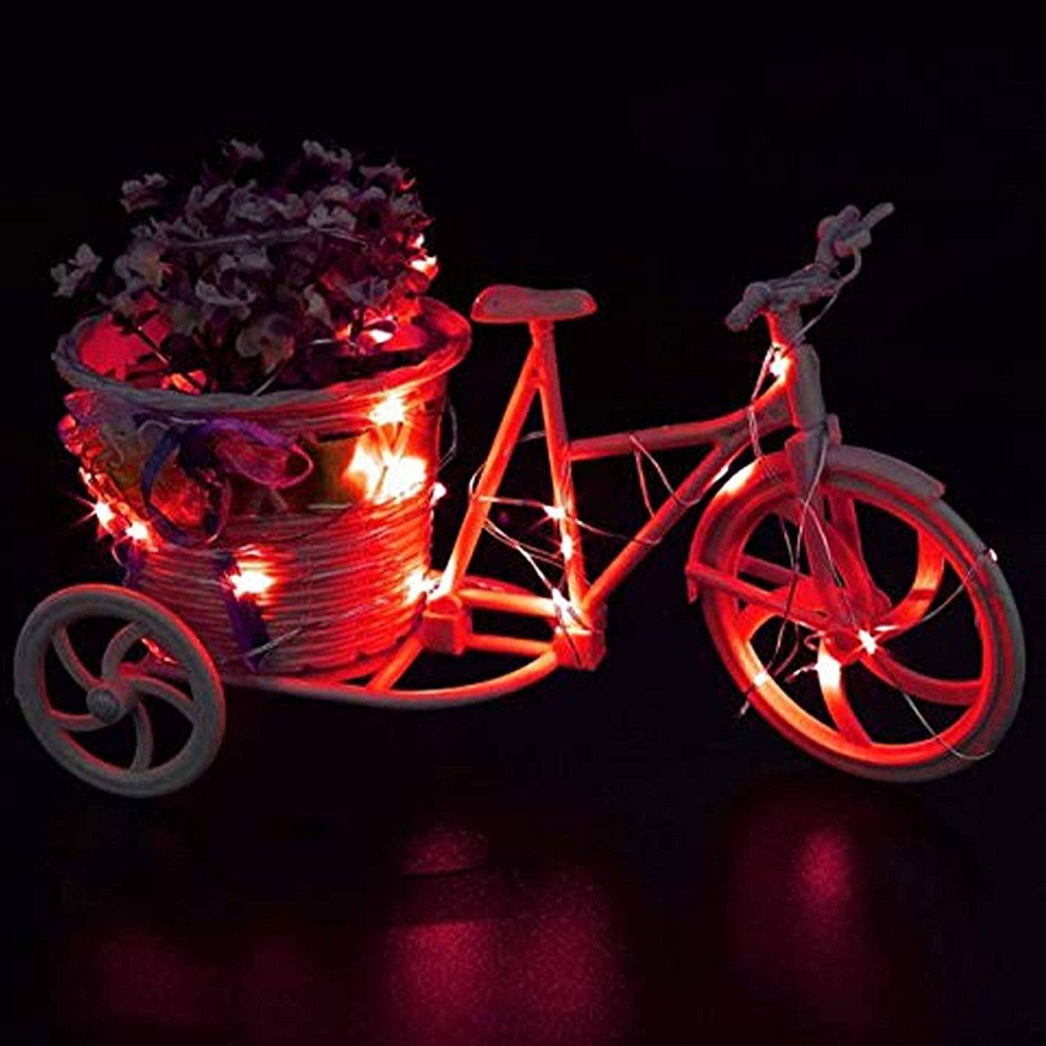 24 Pack Fairy Lights Battery Operated 6.6Ft 20 Led Mini String Lights Silver Wire Starry Lights for DIY Wedding Party Festival Halloween Christmas (Red)