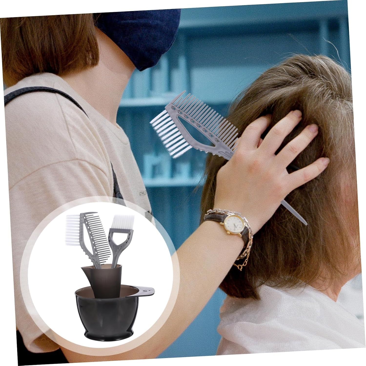 4Pcs Hair Dyeing Kit Lightweight Mixing Bowls Tint Brush and Measuring Cup for Salon and Home Use Essential Tools for Easy Hair Coloring and Projects