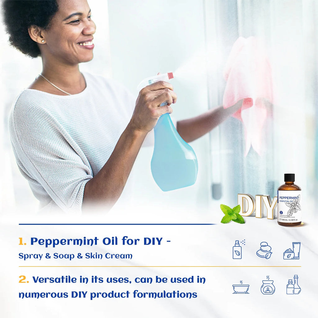Peppermint Oil for Diffuser Skin Hair Massage, Essential Oil for Muscle Health Wellness-100Ml
