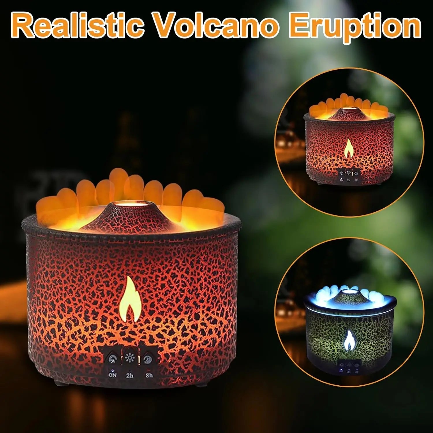 Volcanic Flame Humidifiers Air Aroma Diffuser Essential Oil Humidifier 360Ml