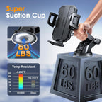Car Phone Holder Mount, Strongest Suction Cell Phone Car Mount for Dashboard&Windshield&Vent Car Mount for Iphone and Android Phone