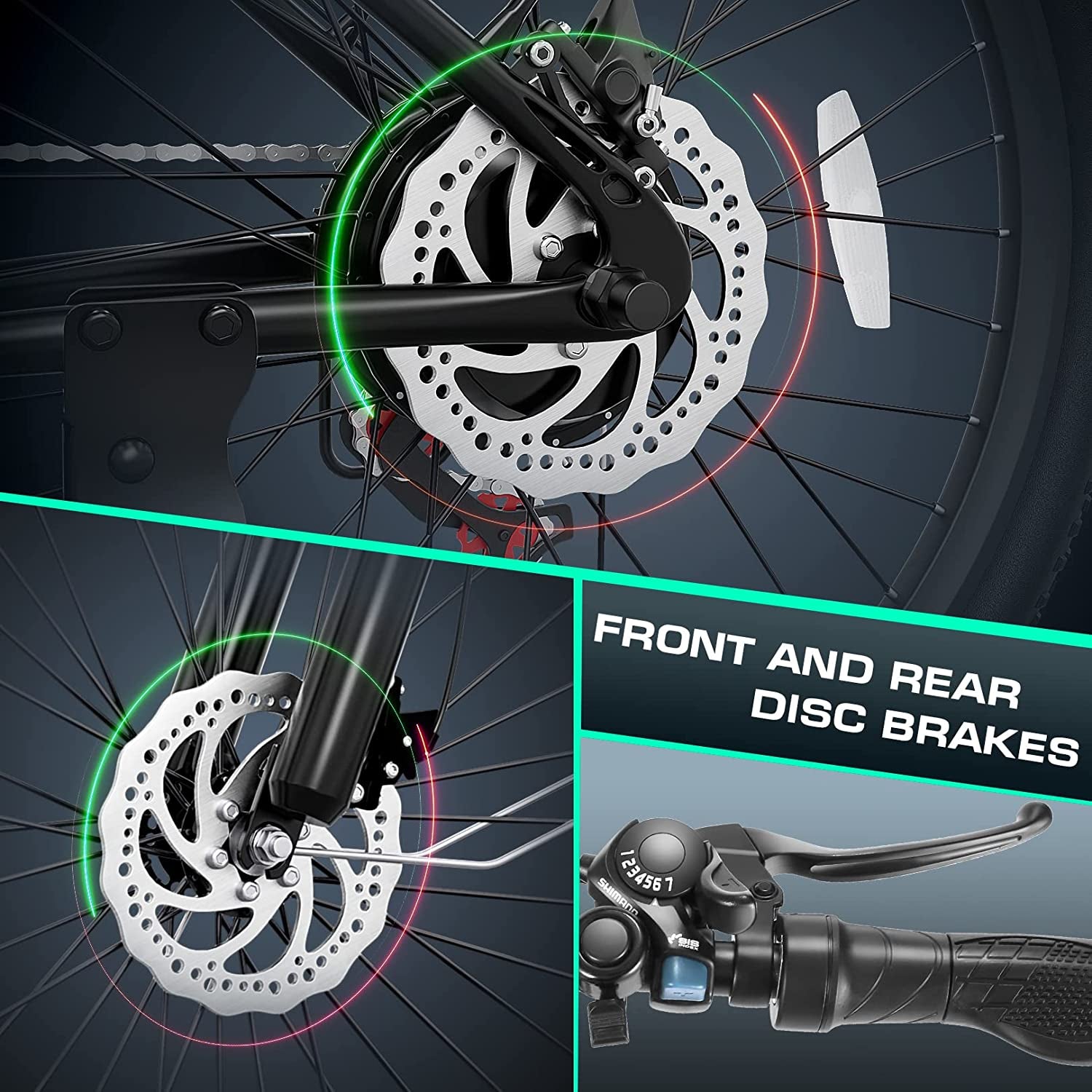 Electric Bike, 26" Electric Cruiser Bike 500W Ebike 20MPH Electric Bike for Adults, 48V Removable Battery, Professional 7 Speed E-Bike, Electric City Commuter Bicycle