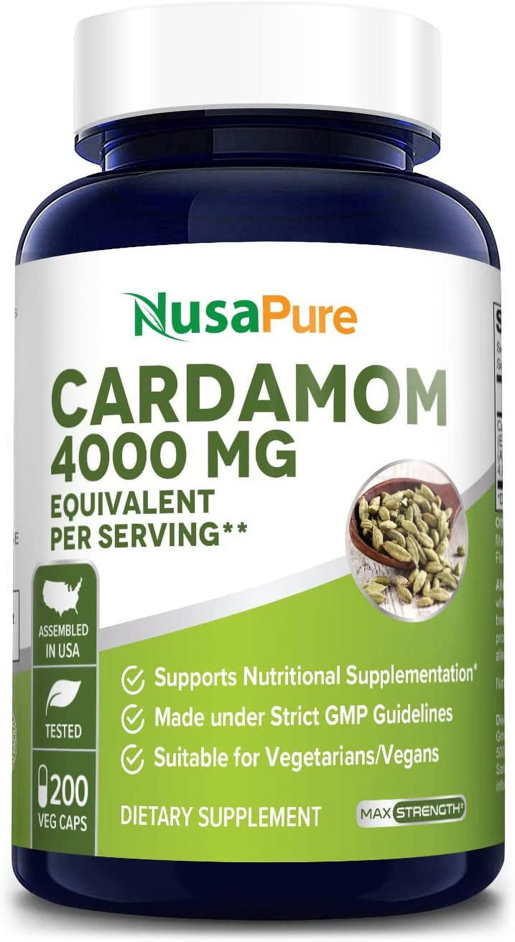 4000Mg Cardamom Extract, 200 Vegetarian Capsules for Optimal Health, Non-Gmo & Gluten-Free, Dietary Supplement for Unisex Adult Health & Wellness