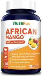 African Mango Extract: 5,000 Mg Veggie Caps, 180 Capsules, Non-Gmo & Gluten-Free, Dietary Supplement for Unisex Adult Health & Wellness