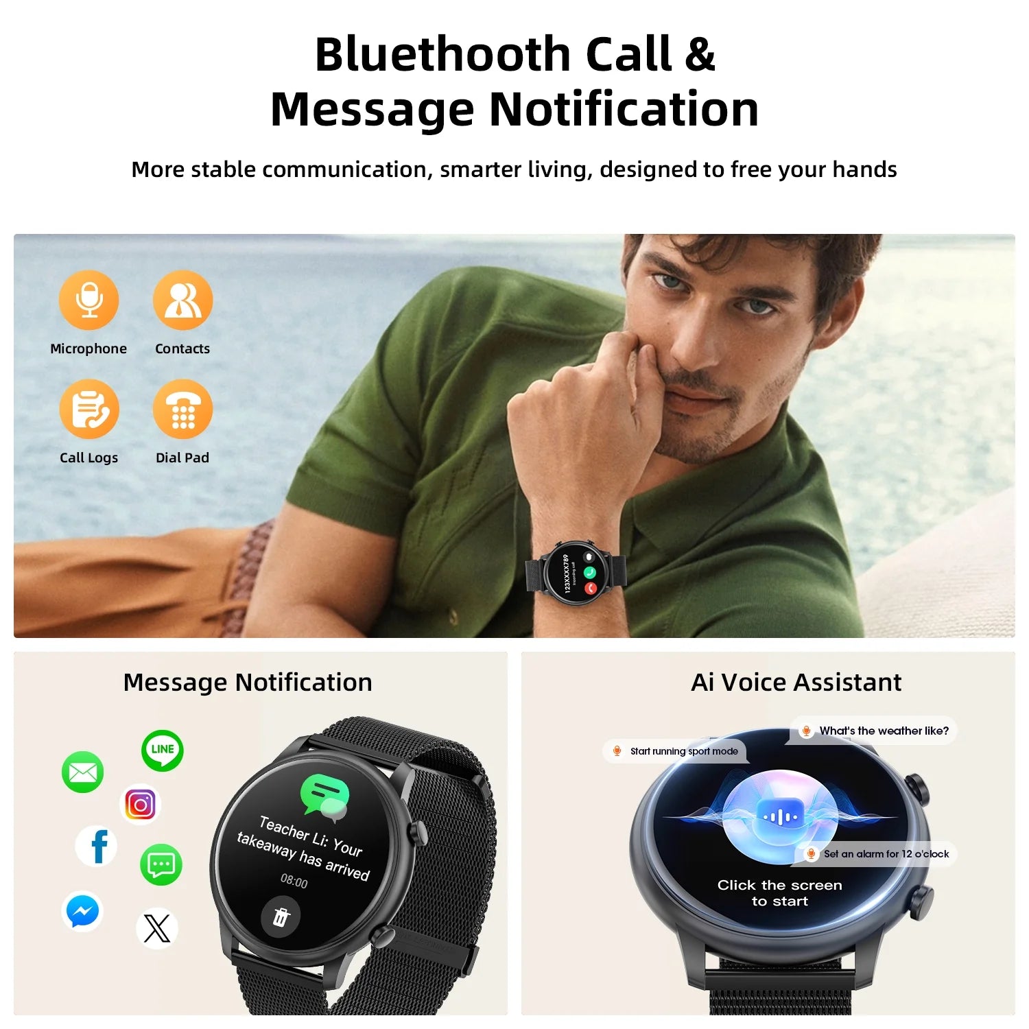 Men'S and Women'S Smartwatch 1.39-Inch, with Fitness Tracker/Wireless Call/Message Notification, Fits for Android and Iphone Devices (Alloy Black)