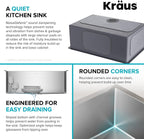 Standart PRO 28-Inch 16 Gauge Undermount Single Bowl Stainless Steel Kitchen Sink, KHU100-28