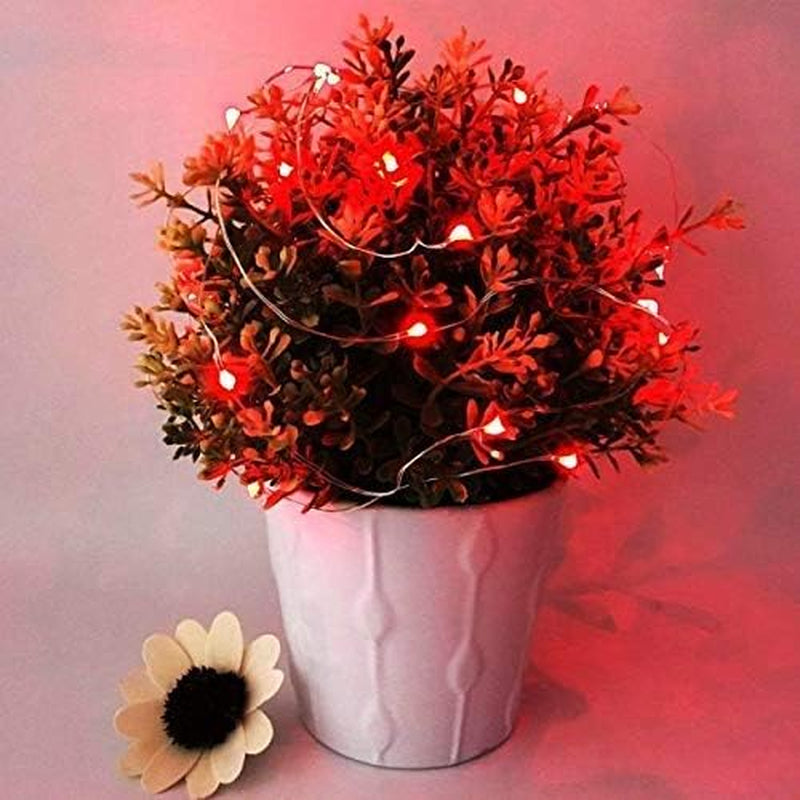 24 Pack Fairy Lights Battery Operated 6.6Ft 20 Led Mini String Lights Silver Wire Starry Lights for DIY Wedding Party Festival Halloween Christmas (Red)