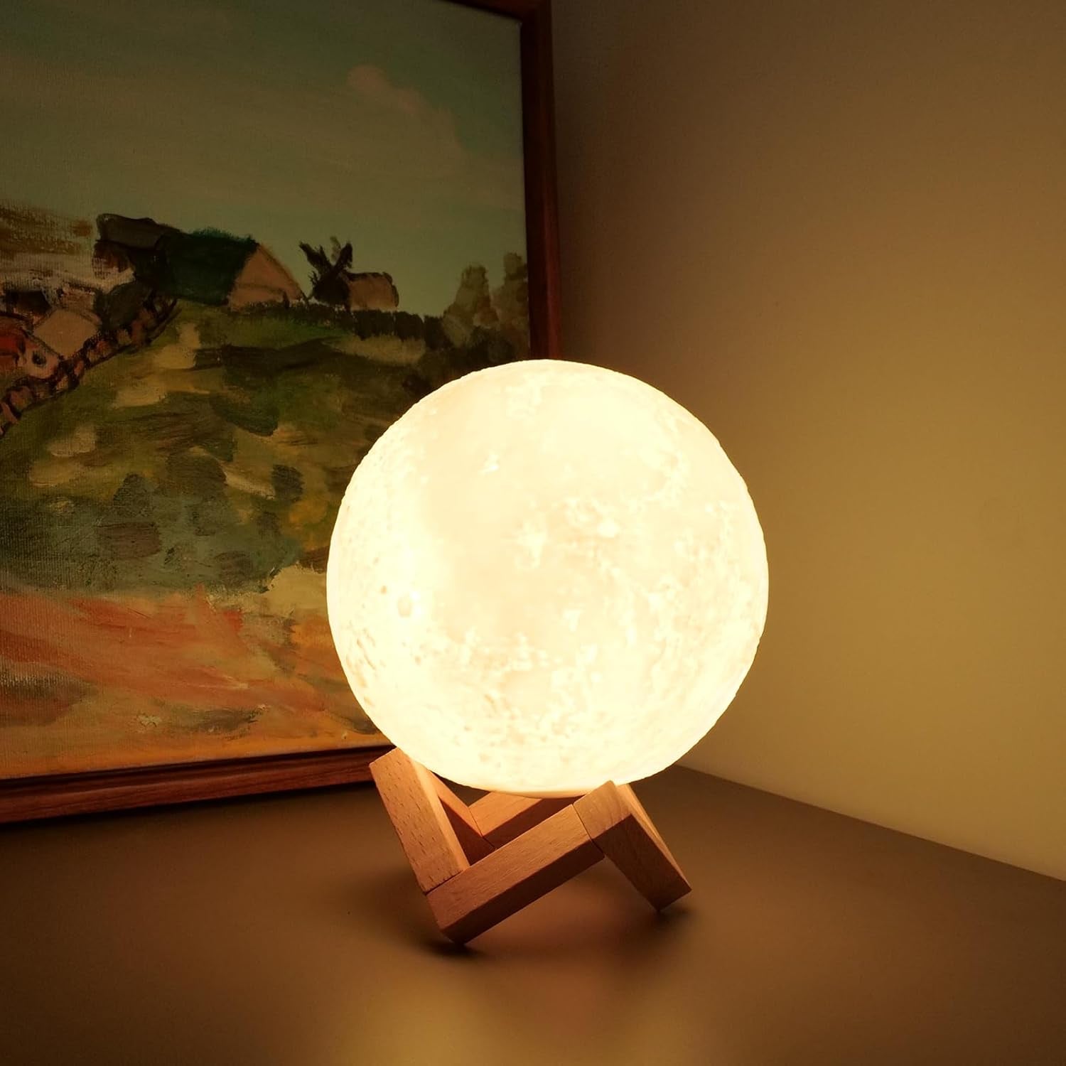 Moon Lamp, 16 Colors LED Night Light for Kids 3D Printing Moon Light with Stand& Remote/Touch Control & Timing, Moon Light Lamp for Kid Friend Birthday Gifts, Room Decor (Diameter 4.8 INCH)