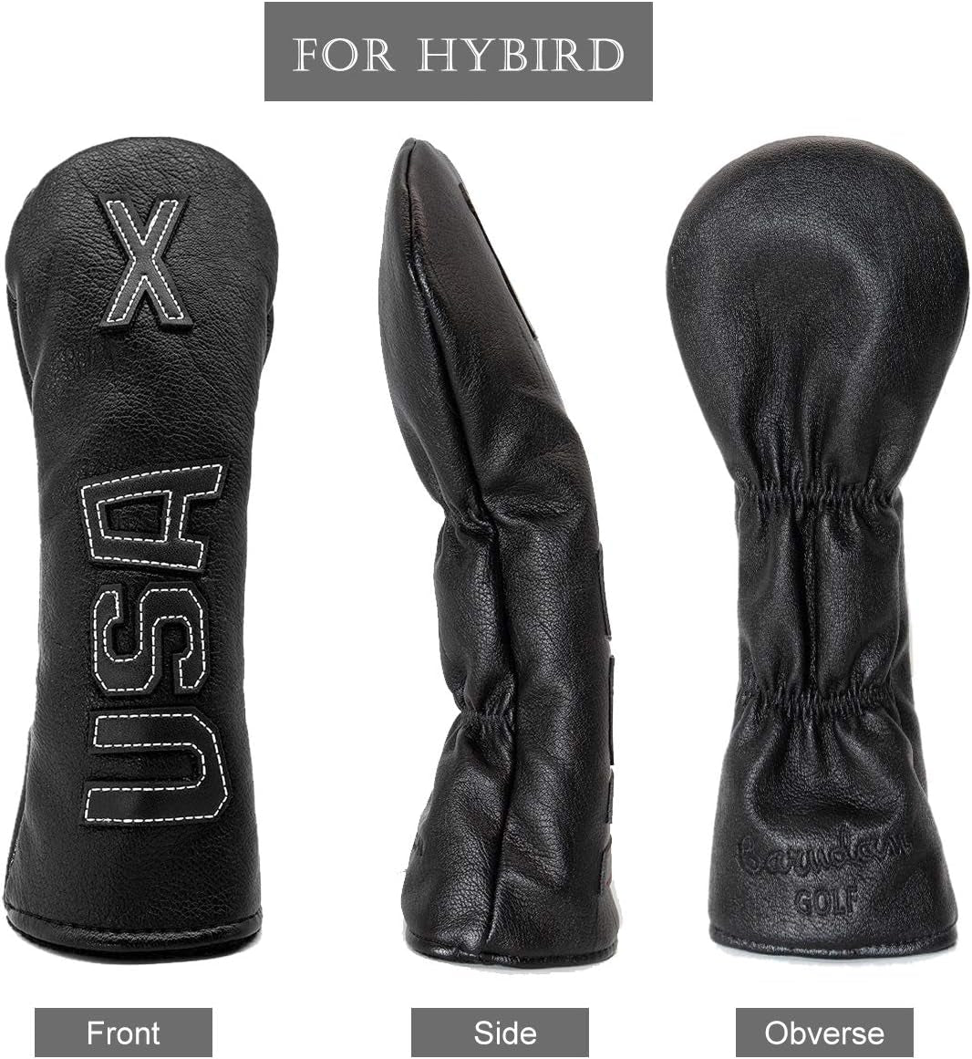 Golf Club Head Covers,Usa Golf Driver Headcover Fariway Wood Covers Hybrid Head Covers 3 Wood Headcover Leather Golf Headcover with Number Tag for All Brand