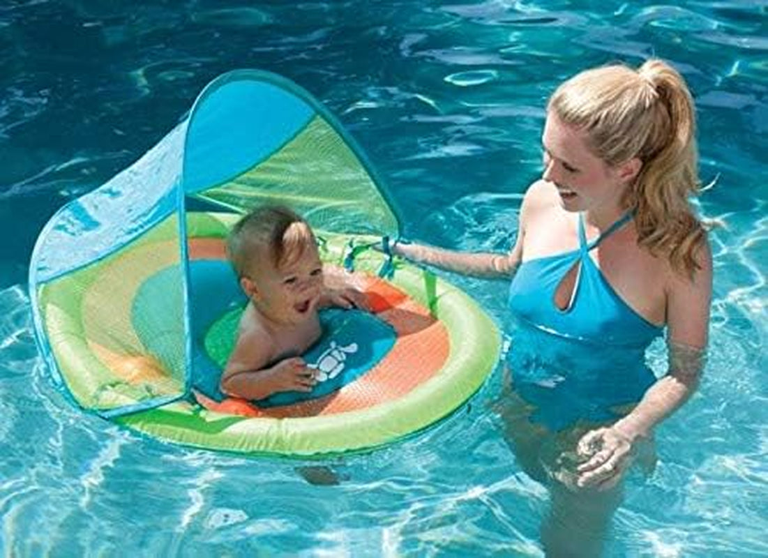 Baby Spring Float with Adjustable Canopy and UPF Sun Protection, Blue Lobster