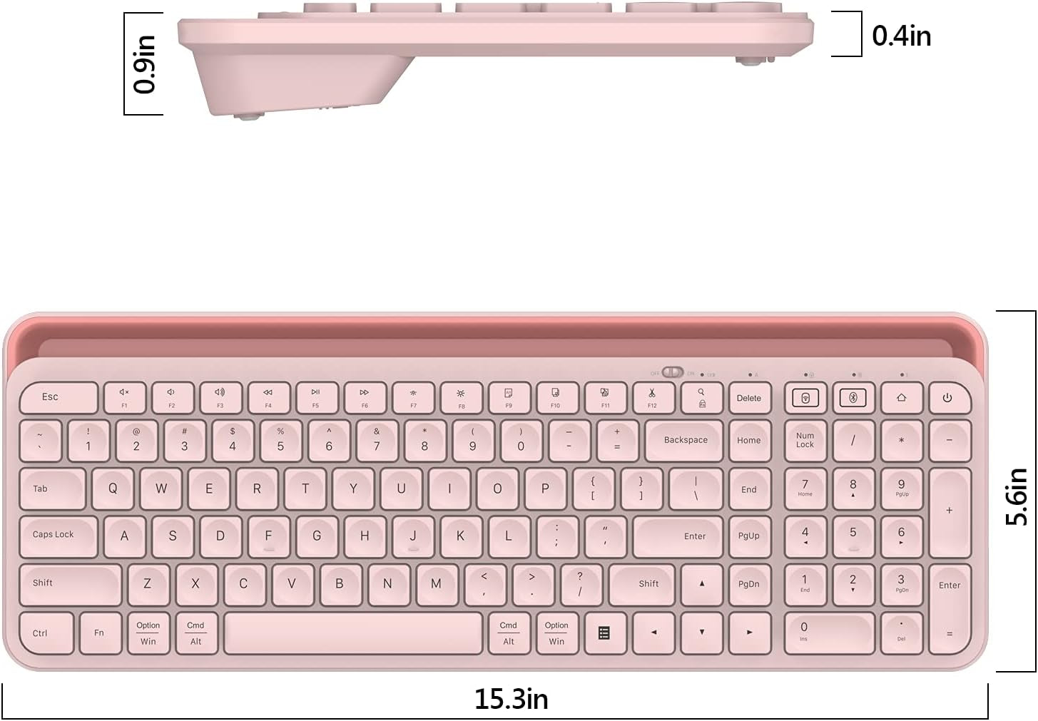 Bluetooth Wireless Keyboard,Bluetooth Keyboard for Ipad Wireless Keyboard with Phone Holder and Mouse Pad,Tablet Keyboard USB Keyboard for Smatphone,Tablets,Pc, Computer, Laptop, Mac(Pink)