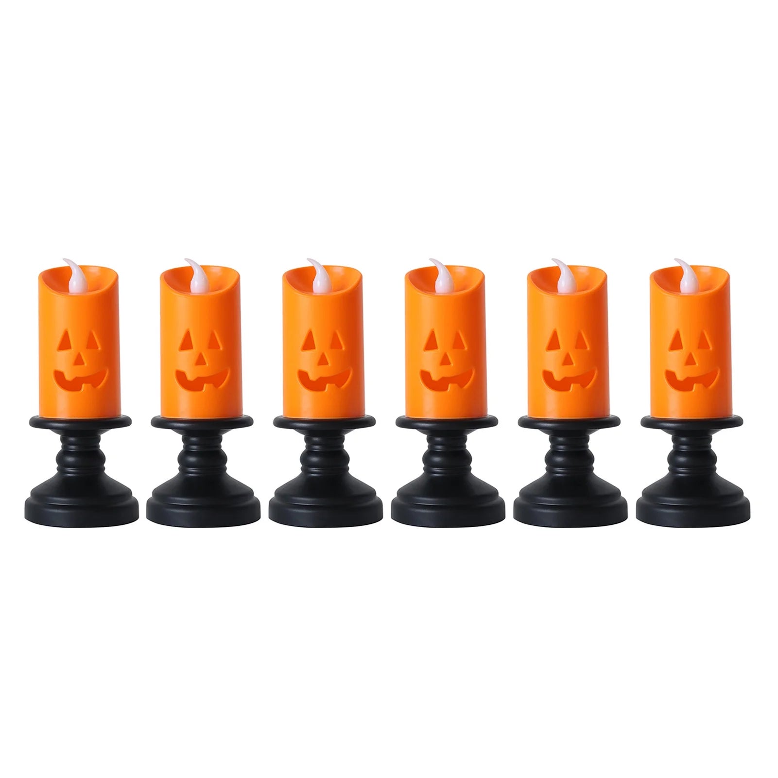 6-Pack Simulation Candle Lights, Flameless Candle Battery Operated Portable Safe Halloween Flickering Pumpkin Candle Lamps for Home Decor(Batteries Included)