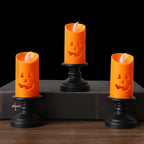 6-Pack Simulation Candle Lights, Flameless Candle Battery Operated Portable Safe Halloween Flickering Pumpkin Candle Lamps for Home Decor(Batteries Included)