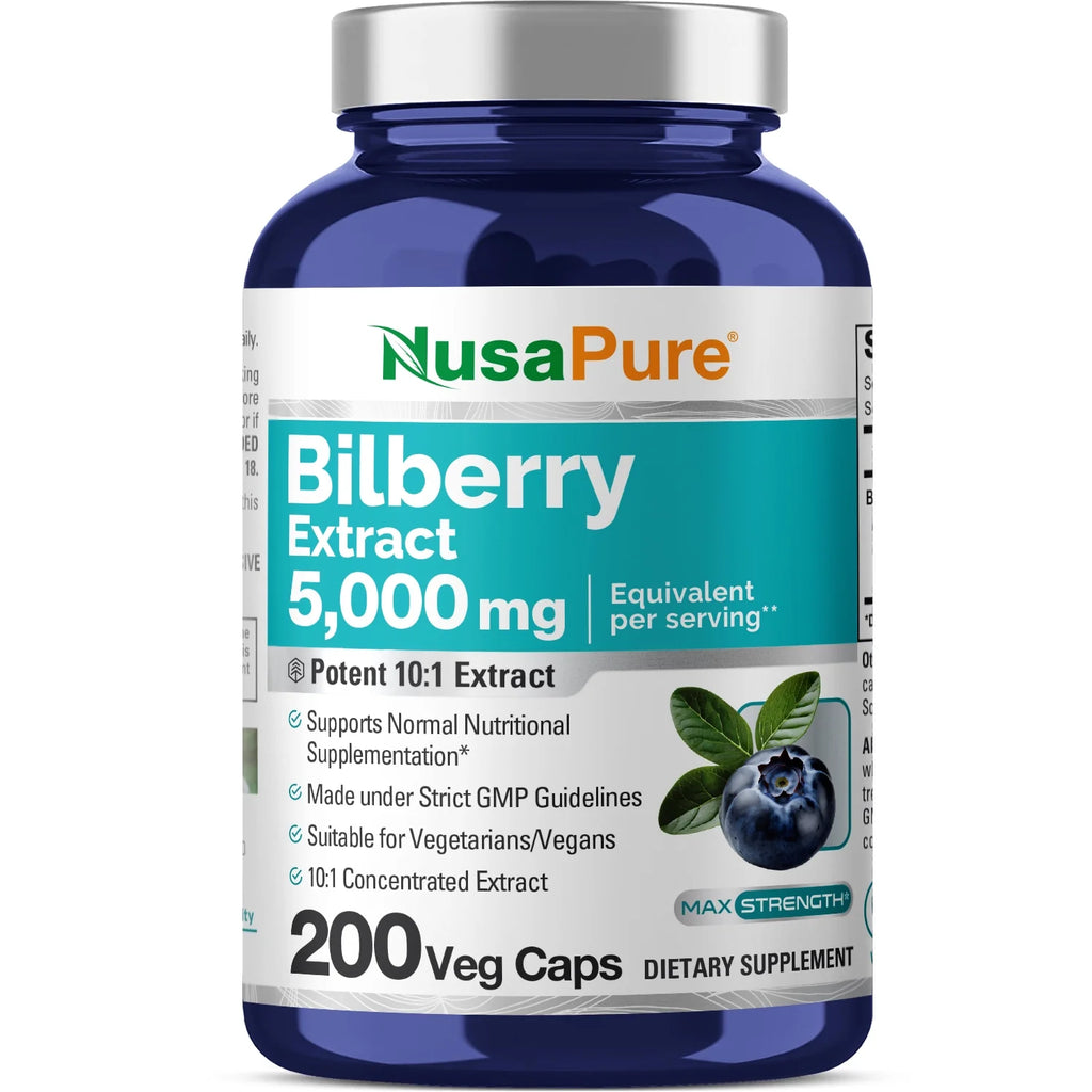 5,000Mg Bilberry Extract: 200 Vegetarian Caps for Wellness & Better Health - Non-Gmo, Vegan, Dietary Supplement for Unisex Adult Health & Wellness