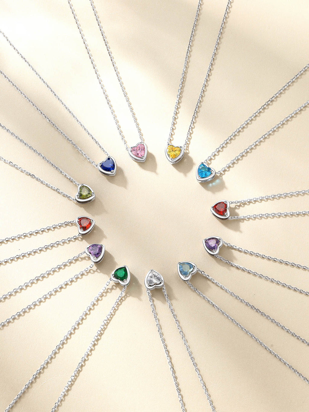 Silver Necklace 925 Sterling Silver Birthstone Love Heart Necklace Gifts for Women