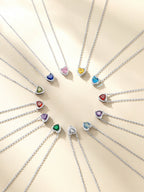 Silver Necklace 925 Sterling Silver Birthstone Love Heart Necklace Gifts for Women