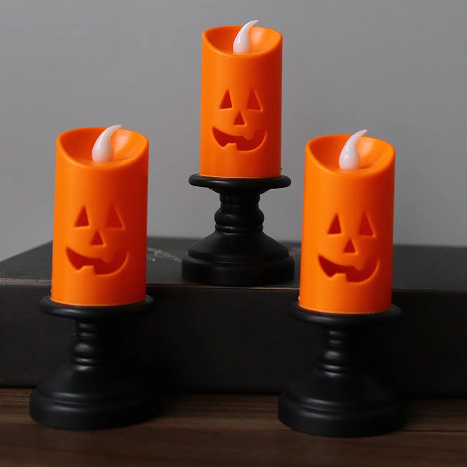 6-Pack Simulation Candle Lights, Flameless Candle Battery Operated Portable Safe Halloween Flickering Pumpkin Candle Lamps for Home Decor(Batteries Included)