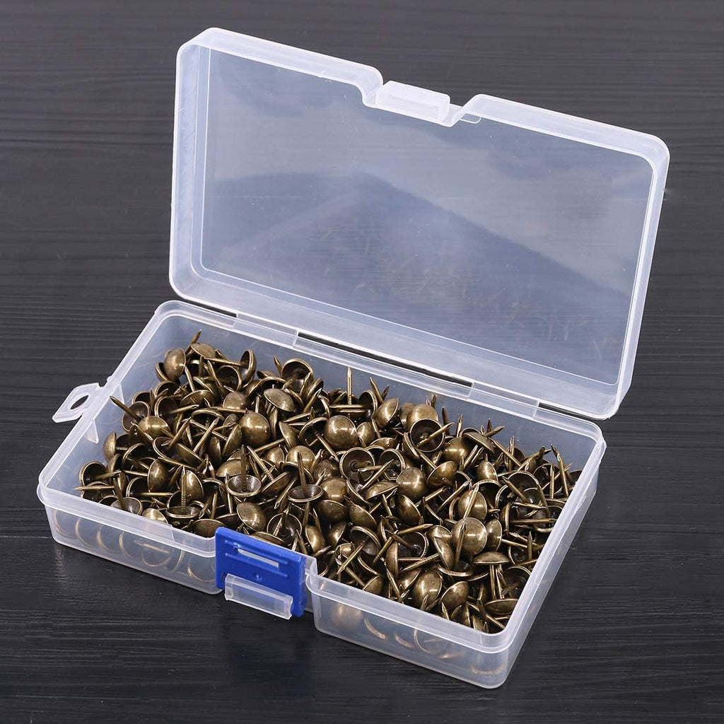 300Pcs [ 7/16" in Diameter] Antique Upholstery Tacks Furniture Nails Pins Kit for Upholstered Furniture Cork Board or DIY Projects - Bronze