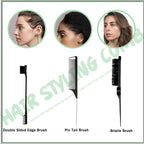 6 Pcs Edge Control Kit for Women'S Hair - Strong Hold Smoother Gel, Hair Styling Products, 4C Hair Edge Finishing Stick, Hair Combs & Elastic Band