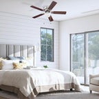 Alvina Traditional 44 Inch Ceiling Fan with Light, LED Flush Mount Ceiling Fan, Indoor Fan with 5 Blades, Gray Oak and Brown Walnut Blade Finish Options, Satin Nickel (51585-01)