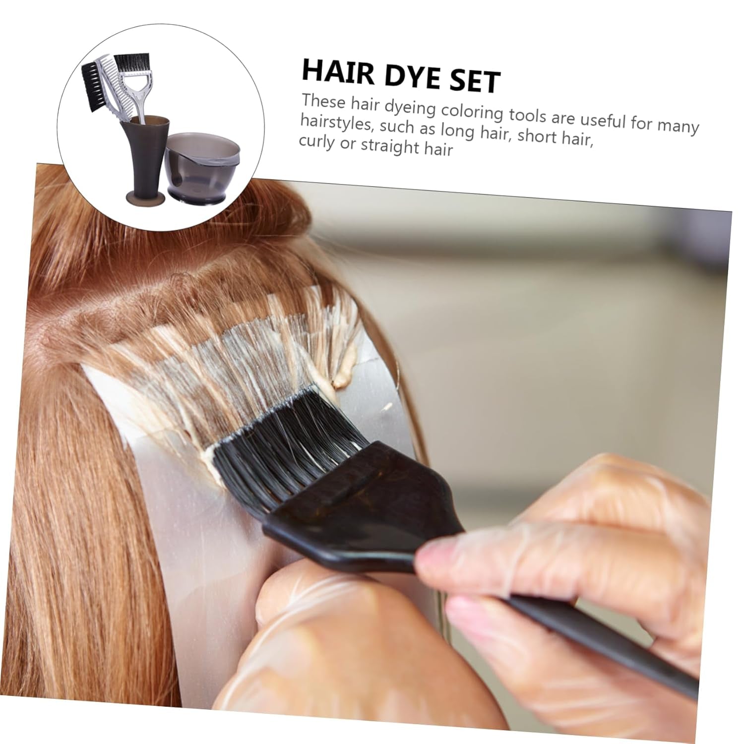 4Pcs Hair Dyeing Kit Lightweight Mixing Bowls Tint Brush and Measuring Cup for Salon and Home Use Essential Tools for Easy Hair Coloring and Projects