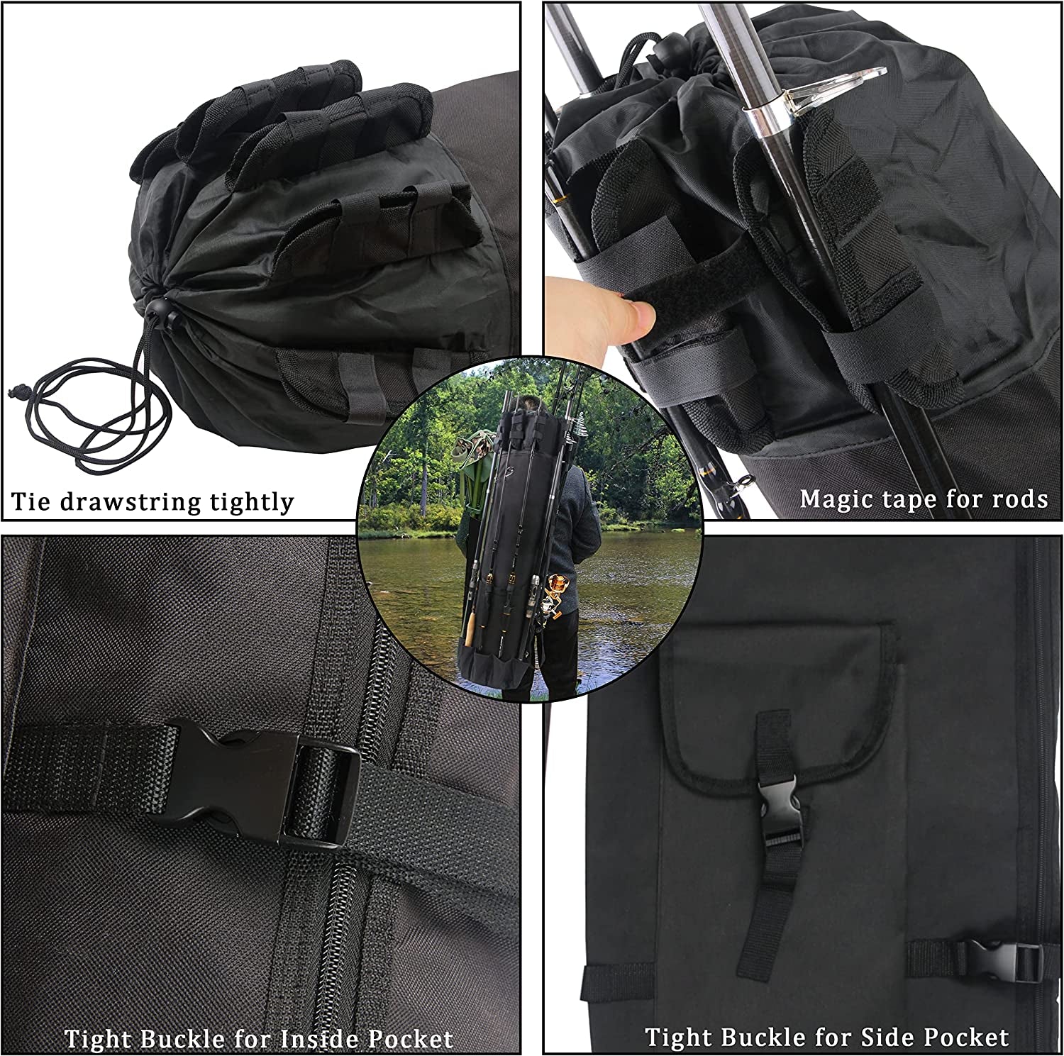 Fishing Rod Carrier Pole Bag Reel Case Large Capacity Waterproof Travel Carry Case Fishing Gear Perfect Gifts for Men Family