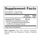 Jiaogulan 9000Mg 180 Veggie Caps (20:1 Extract, Vegetarian, Non-Gmo, Gluten-Free), Dietary Supplement for Adult Health & Wellness
