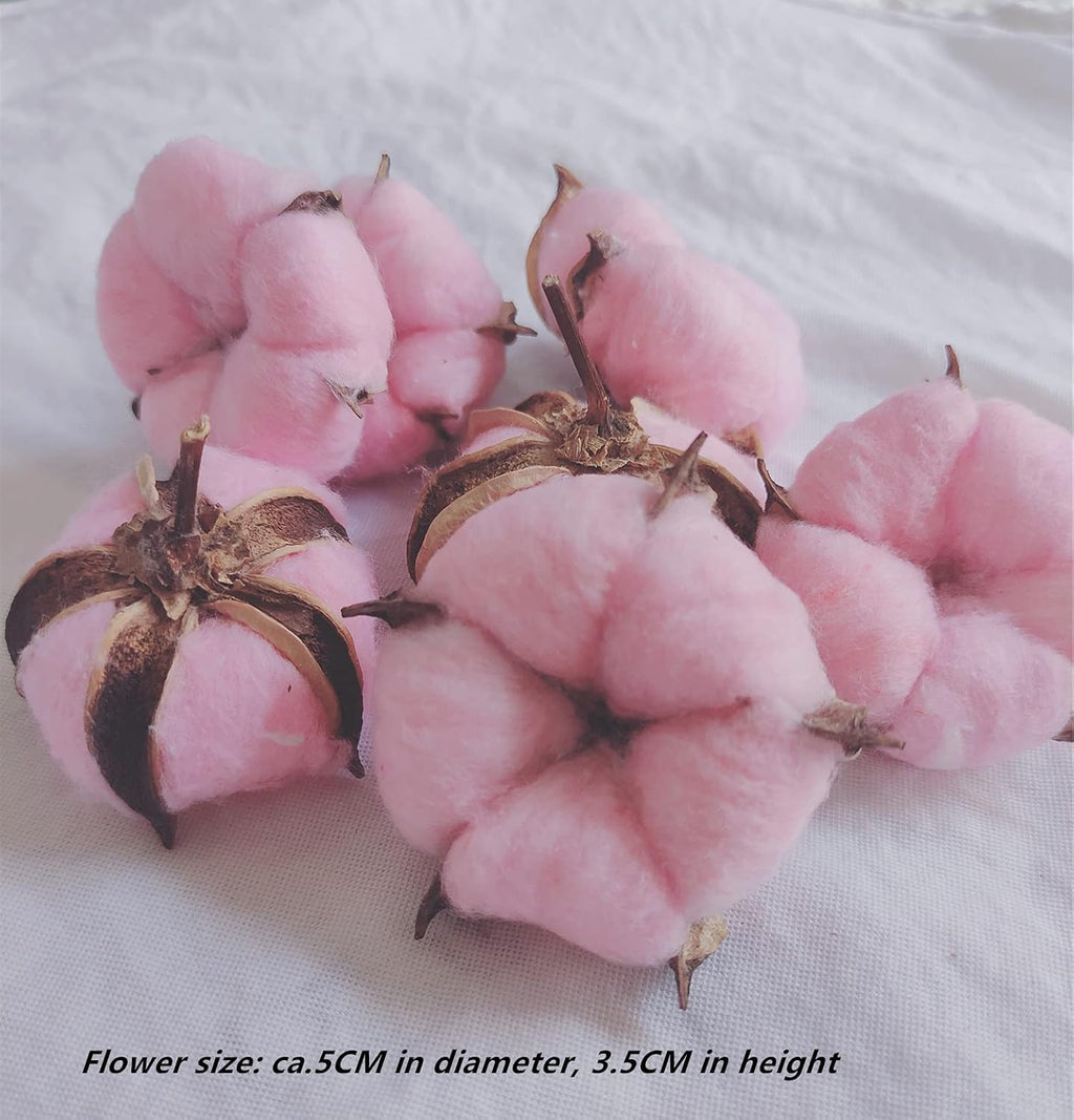 7 Natural Cotton Dried Flower Ornaments, Christmas Decorative Vases Showcasing Wreaths of Family Wedding Flowers, Nordic Rustic Decor (Pink)