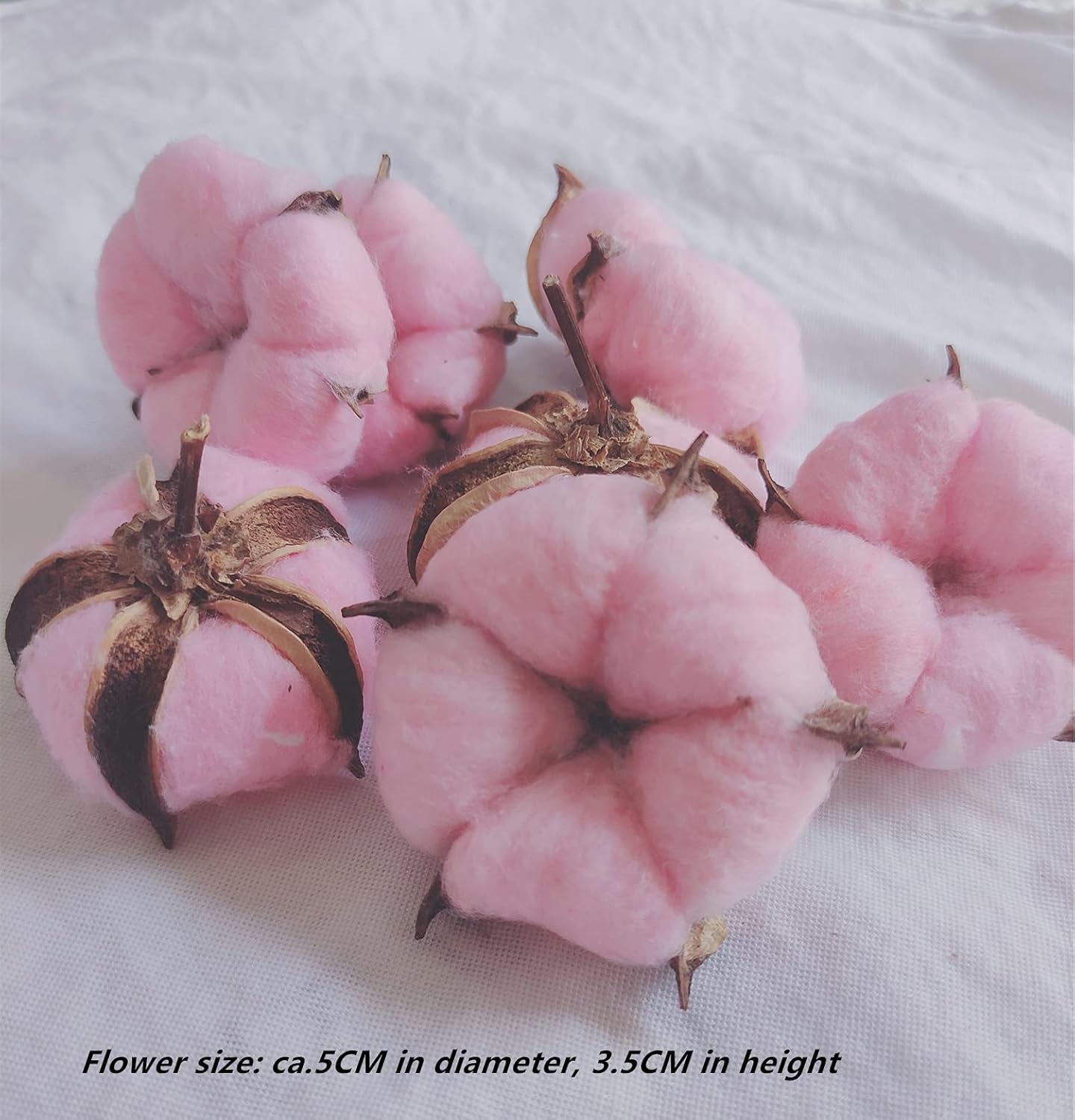 7 Natural Cotton Dried Flower Ornaments, Christmas Decorative Vases Showcasing Wreaths of Family Wedding Flowers, Nordic Rustic Decor (Pink)