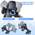 Universal Car Phone Holder Upgraded 360° Rotatable for Dashboard, Windshield & Air Vent Mount for 4.0"-7.0" Phones (Iphone, Google Pixel, Samsung Galaxy, Motorola,Etc)