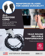 2 Pack of 6 Ft Outdoor Extension Cords - 16/3 Heavy Duty Black Extension Cord Pack