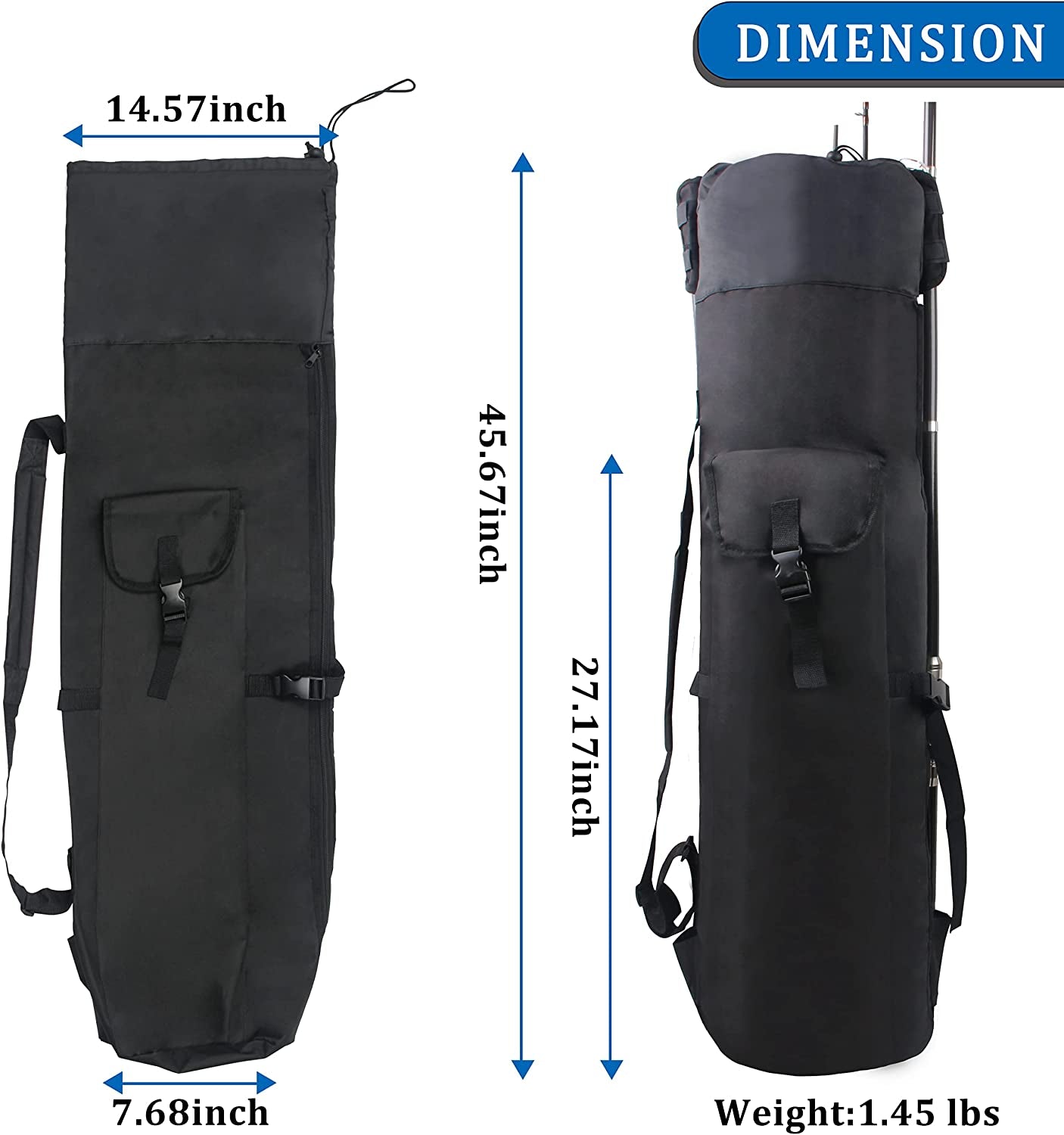 Fishing Rod Carrier Pole Bag Reel Case Large Capacity Waterproof Travel Carry Case Fishing Gear Perfect Gifts for Men Family