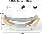 Cat Hammock, New Moon Cat Swing Chair, Elevated Cat Bed for Indoor Cats, Cat Furniture Gift for Cat or Small Dog, Grey