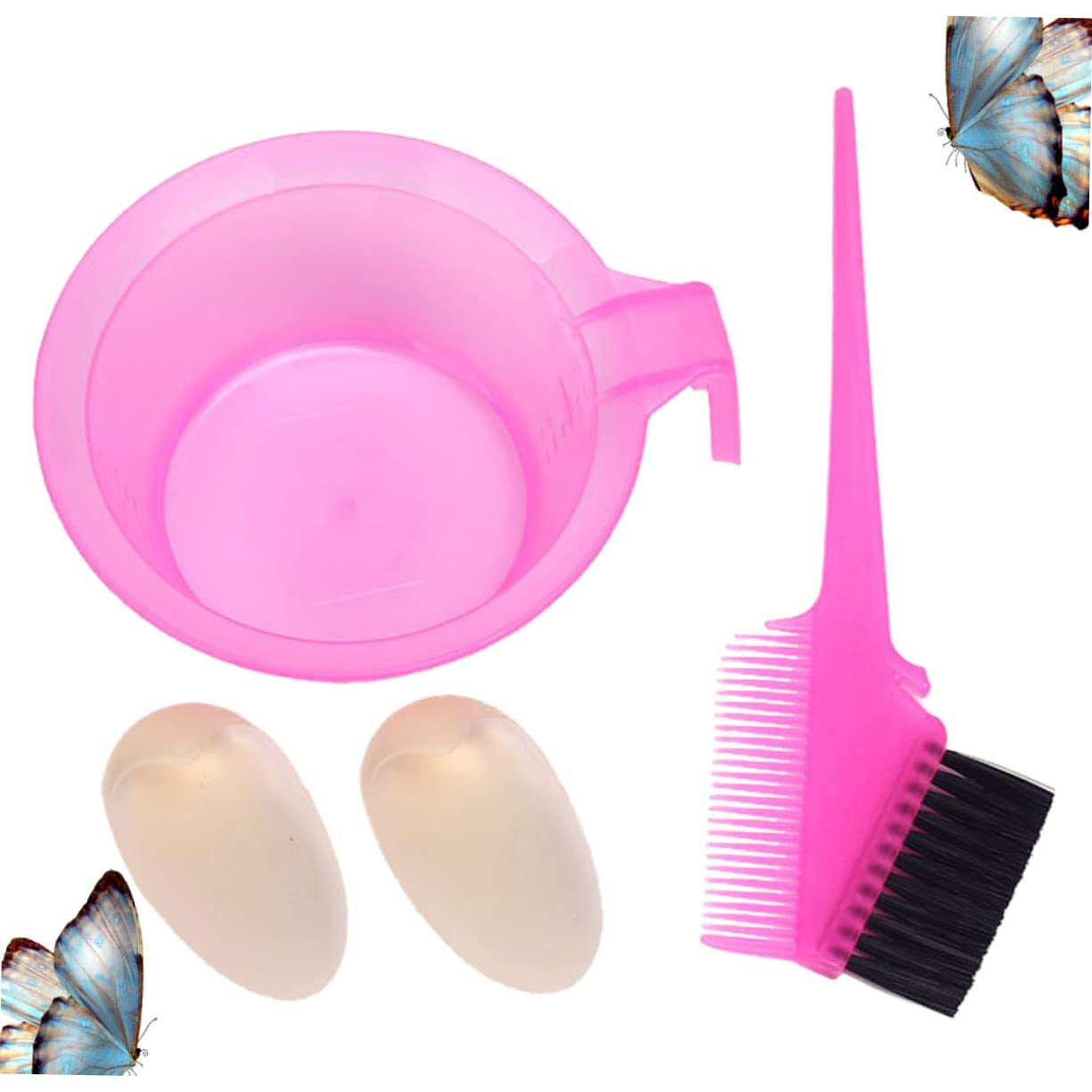4Sets Professional Hair Dye Bowl Hair Dyeing Comb Brush Double Sided Salon Coloring Tool Easy to Use Wash