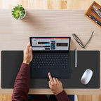 Double-Sided PU Leather Desk Pad - Non-Slip Large Mouse Pad & Desk Mat for Office, Home - Waterproof, Easy to Clean, Durable Dual-Sided Surface (23.6"X13.7", Black)