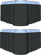 25 Pack Charcoal Blank Can Cooler Sleeves, Customizable Bulk Insulated Foam for Beer, Collapsible Plain Drink Holder, Cold Soda Insulator, 12Oz Regular, 16Oz Tall Cans