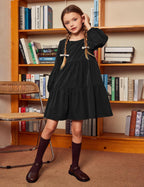 Girls Dress Long Sleeve a Line Loose Swing Ruffle Tunic Dresses
