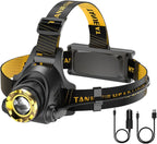 LED Rechargeable Headlamp with 2 USB Cable, 9900 Lumen Ultra Bright Searchlight with 3 Modes, 90° Adjustable for Outdoor Camping, Running, Cycling,Climbing