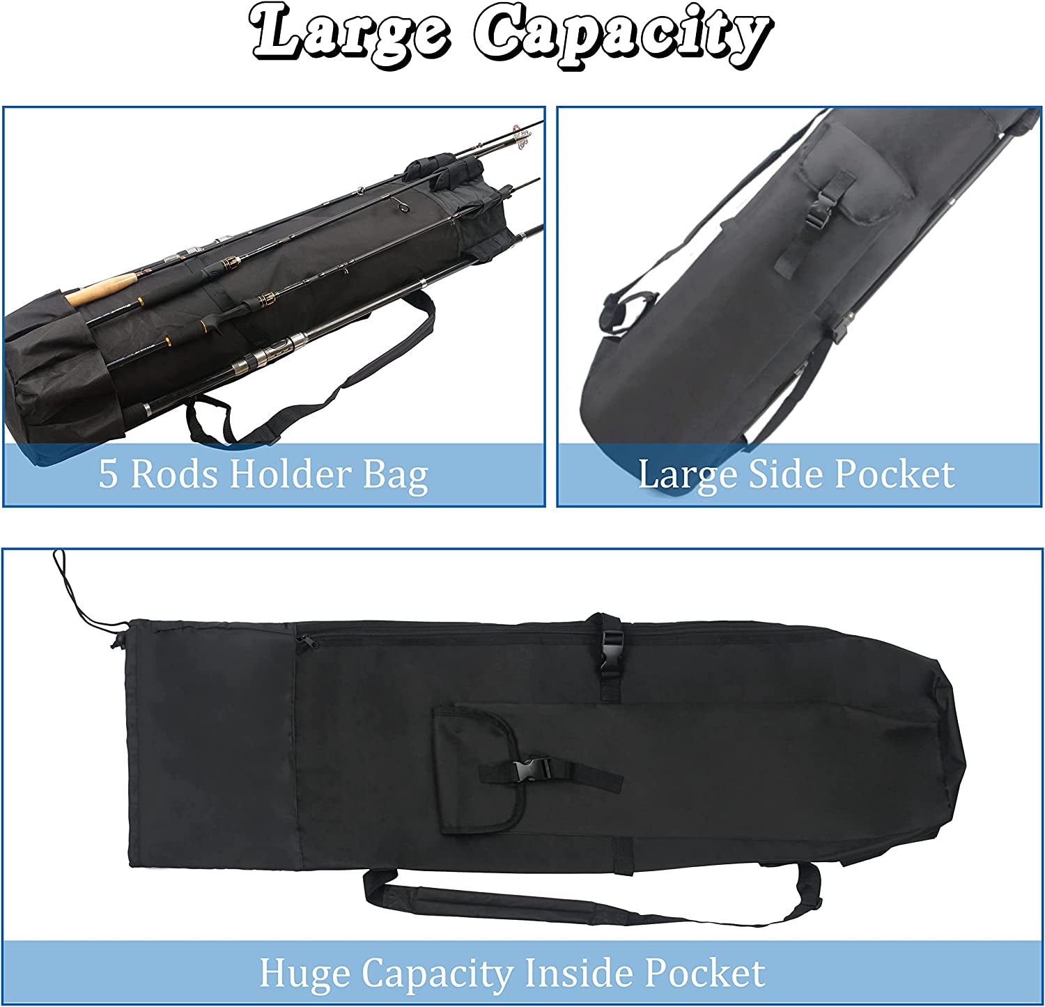 Fishing Rod Carrier Pole Bag Reel Case Large Capacity Waterproof Travel Carry Case Fishing Gear Perfect Gifts for Men Family