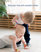 Wrist Rattles Foot Finder Rattle Sock Baby Toy, Rattle Toy, Arm Hand Bracelet Rattle, Feet Leg Ankle Socks, Activity Rattle Present Gift for Newborn Infant Babies Boy Girl Bebe (8 Pcs-A)