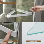 Bathroom Shelves Wall Mounted Glass Corner Shelf for Bathroom Floating Shelf Tempered Glass Wall Organizer 2-Tier(White)