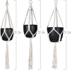 Macrame Plant Hangers, Hanging Planters Set of 3 with 3 Hooks, Hanging Planters for Indoor and Outdoor Plant Décor, (Same Size)