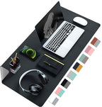 Double-Sided PU Leather Desk Pad - Non-Slip Large Mouse Pad & Desk Mat for Office, Home - Waterproof, Easy to Clean, Durable Dual-Sided Surface (23.6"X13.7", Black)