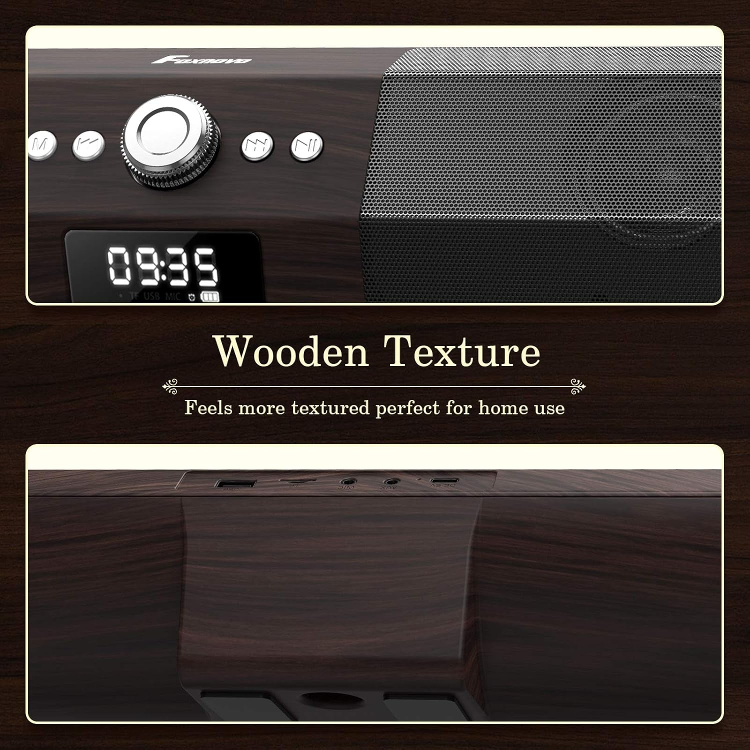 Bluetooth Computer Speakers, 105Db Deep Bass PC Speakers with Auto Noise Filter Home Theater Desktop Speakers Stereo USB Speakers for Pc/Laptop/Tv/Smartphone/Tablet (Brown)